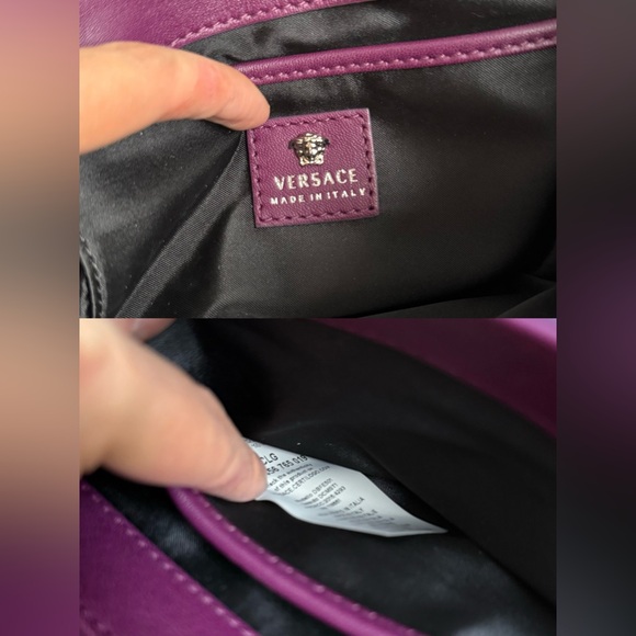 Versace La Medusa Sultan Purple Suede Crystal Embellished Chain Shoulder Bag - Picture 16 of 17